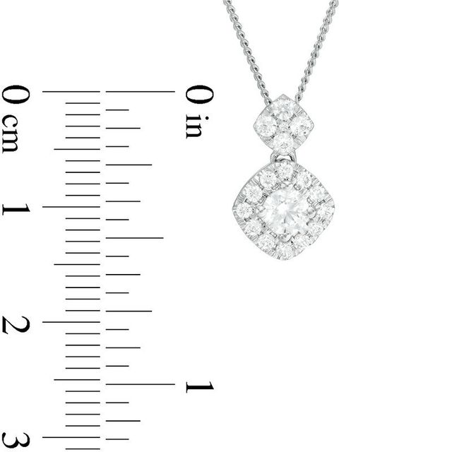 0.50 CT. T.W. Certified Canadian Diamond Tilted Square Frame Pendant in 14K White Gold (I/I2) - 17"|Peoples Jewellers