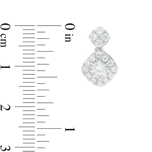 1.00 CT. T.W. Certified Canadian Diamond Tilted Square Frame Drop Earrings in 14K White Gold (I/I2)|Peoples Jewellers