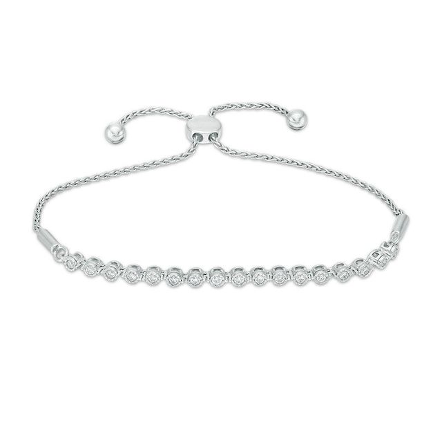 0.33 CT. T.W. Diamond Bolo Bracelet in 10K White Gold - 9.0"|Peoples Jewellers