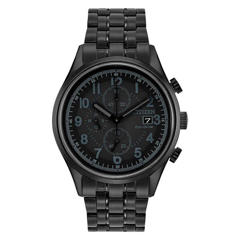 Men's Citizen Eco-Drive® Chandler Black IP Chronograph Watch (Model: CA0625-55E)|Peoples Jewellers