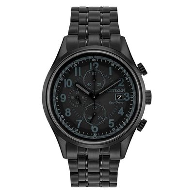 Men's Citizen Eco-Drive® Chandler Black IP Chronograph Watch (Model: CA0625-55E)|Peoples Jewellers