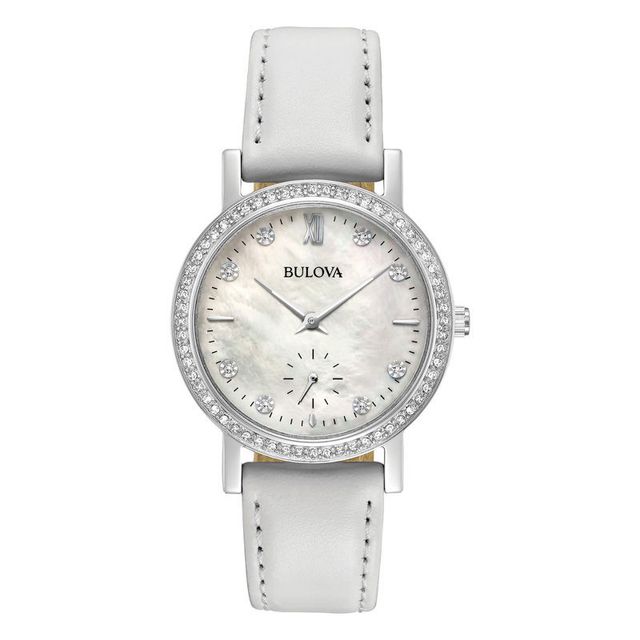 Ladies' Bulova Crystal Accent Strap Watch with Mother-of-Pearl Dial (Model: 96L245)|Peoples Jewellers