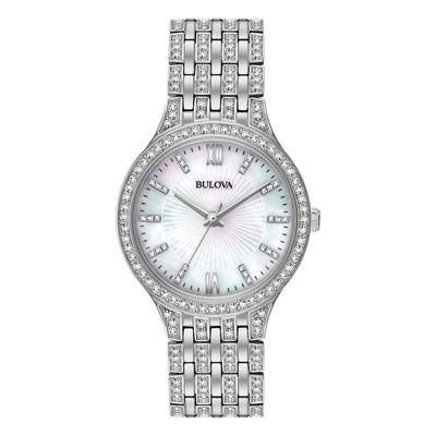 Ladies' Bulova Crystal Accent Watch with Mother-of-Pearl Dial (Model: 96L242)|Peoples Jewellers