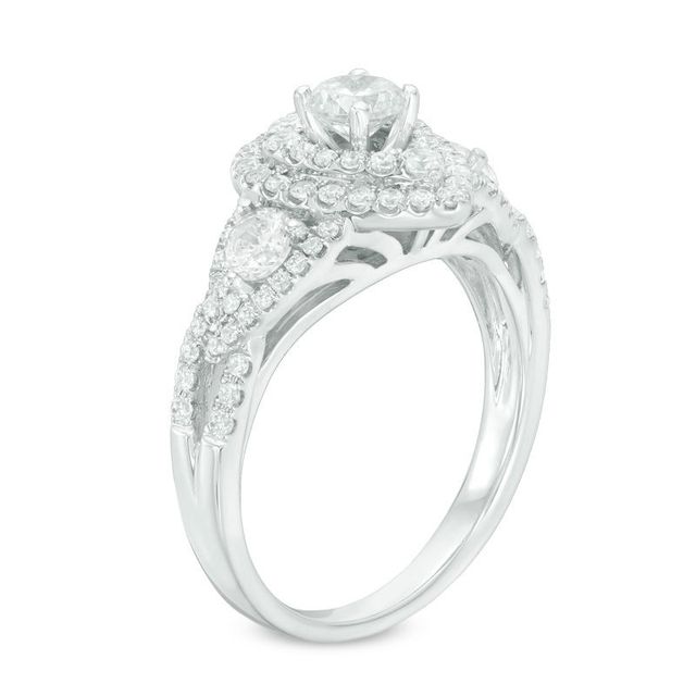 1.25 CT. T.W. Diamond Past Present Future® Pear-Shaped Frame Engagement Ring in 14K White Gold|Peoples Jewellers