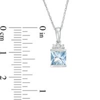 6.0mm Princess-Cut Aquamarine and Diamond Accent Trio Drop Pendant in 10K White Gold|Peoples Jewellers