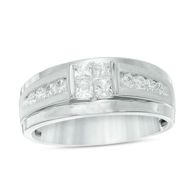 Men's 0.60 CT. T.W. Quad Square-Cut Diamond Wedding Band in 10K White Gold|Peoples Jewellers