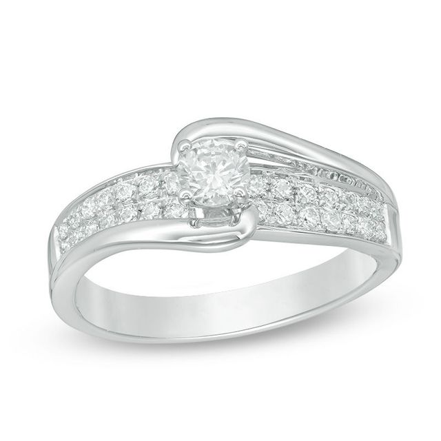0.50 CT. T.W. Diamond Bypass Engagement Ring in 14K White Gold|Peoples Jewellers