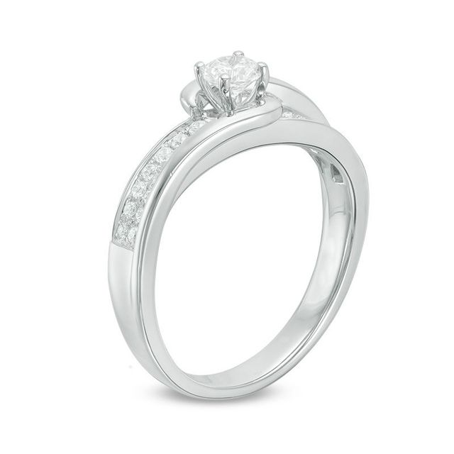 0.50 CT. T.W. Diamond Bypass Engagement Ring in 14K White Gold