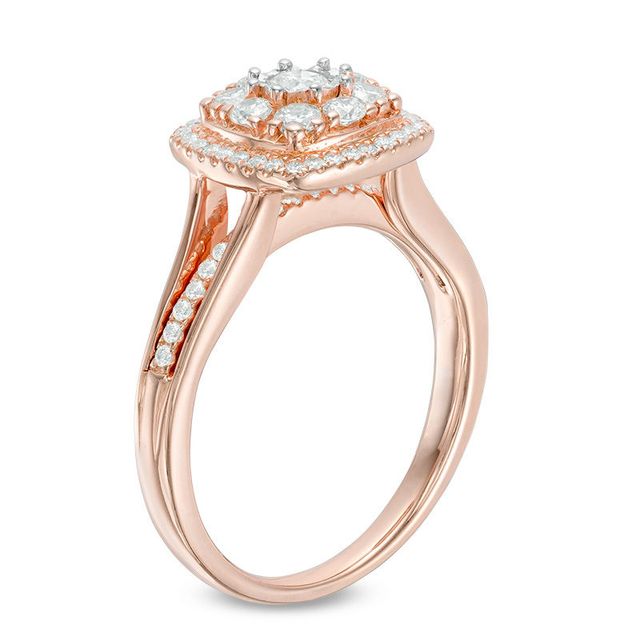0.45 CT. T.W. Composite Diamond Cushion Frame Engagement Ring in 10K Rose Gold|Peoples Jewellers