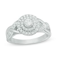 0.50 CT. T.W. Diamond Double Frame Engagement Ring in 10K White Gold|Peoples Jewellers