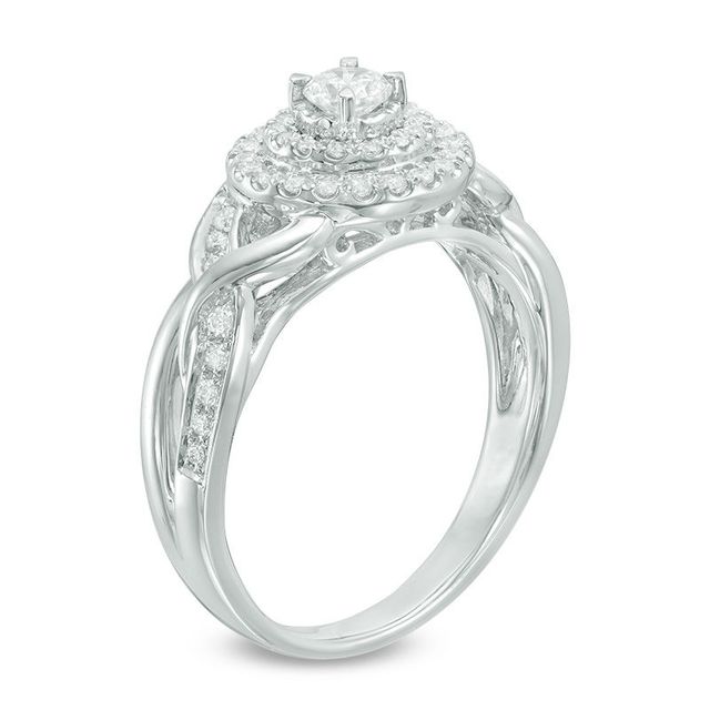 0.50 CT. T.W. Diamond Double Frame Engagement Ring in 10K White Gold|Peoples Jewellers
