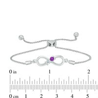 Couple’s Simulated Birthstone Infinity Bolo Bracelet in Sterling Silver (2 Stones)|Peoples Jewellers