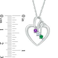 Mother's Simulated Birthstone Triple Loop Heart Pendant in Sterling Silver (3 Stones)|Peoples Jewellers