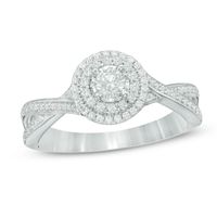 0.50 CT. T.W. Diamond Double Frame Twist Engagement Ring in 10K White Gold|Peoples Jewellers