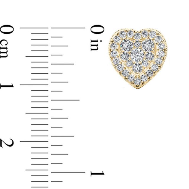 0.30 CT. T.W. Multi-Diamond Vintage-Style Heart Stud Earrings in 10K Gold