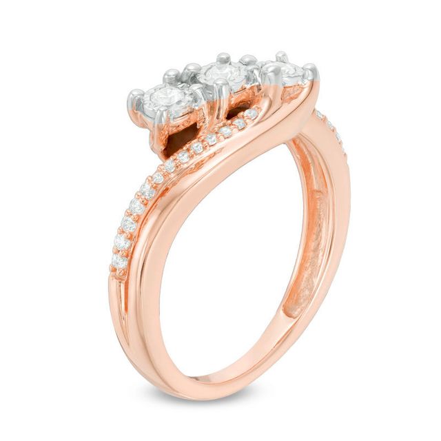 0.25 CT. T.W. Diamond Past Present Future® Bypass Engagement Ring in 10K Rose Gold|Peoples Jewellers