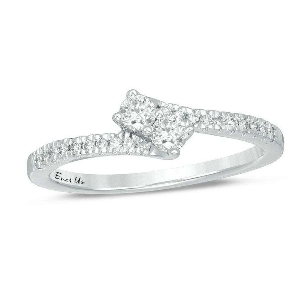 Ever Us™ CT. T.W. Two-Stone Diamond Bypass Ring in 14K Gold|Peoples Jewellers
