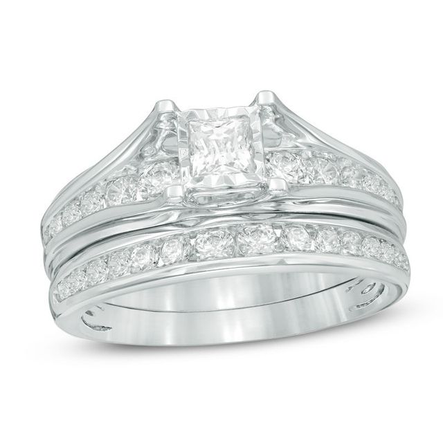 1.00 CT. T.W. Princess-Cut Diamond Bridal Set in 10K White Gold|Peoples Jewellers