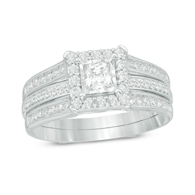 0.75 CT. T.W. Princess-Cut Diamond Frame Bridal Set in 14K White Gold|Peoples Jewellers
