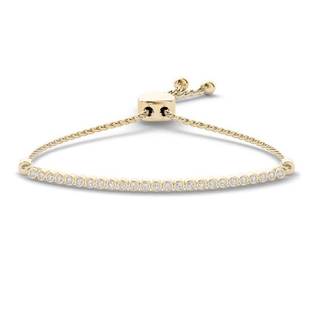 0.09 CT. T.W. Diamond Bar Bolo Bracelet in Sterling Silver with 14K Gold Plate - 9.0"|Peoples Jewellers