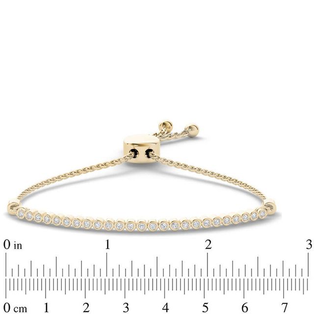 0.09 CT. T.W. Diamond Bar Bolo Bracelet in Sterling Silver with 14K Gold Plate - 9.0"|Peoples Jewellers