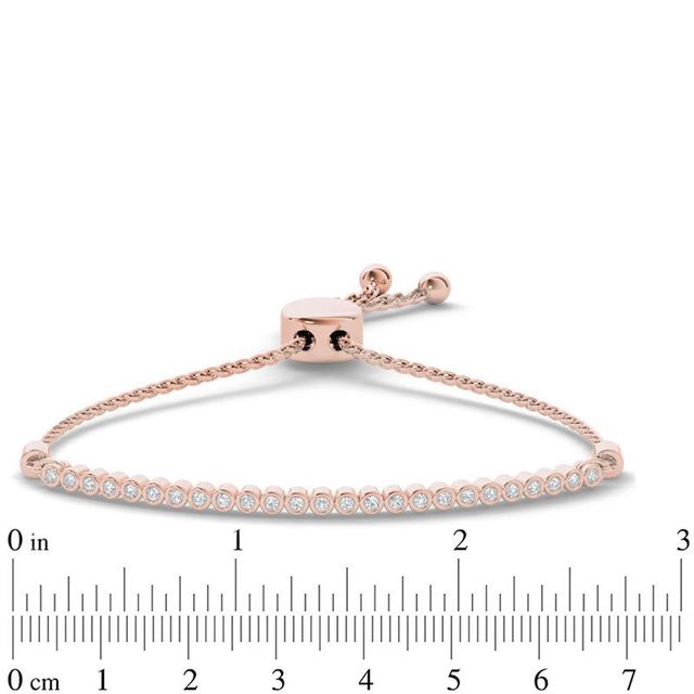 0.09 CT. T.W. Diamond Bar Bolo Bracelet in Sterling Silver with 14K Rose Gold Plate - 9.0"