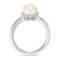 Vera Wang Love Collection 7.5-8.0mm Freshwater Cultured Pearl and Diamond Accent Ring in Sterling Silver|Peoples Jewellers