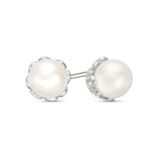 Vera Wang Love Collection 6.5-7.0mm Cultured Freshwater Pearl Stud Earrings in Sterling Silver|Peoples Jewellers
