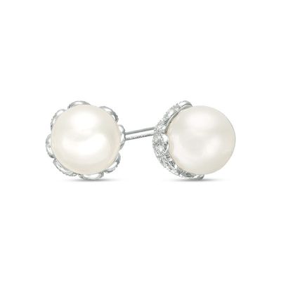 Vera Wang Love Collection 6.5-7.0mm Freshwater Cultured Pearl Stud Earrings in Sterling Silver|Peoples Jewellers