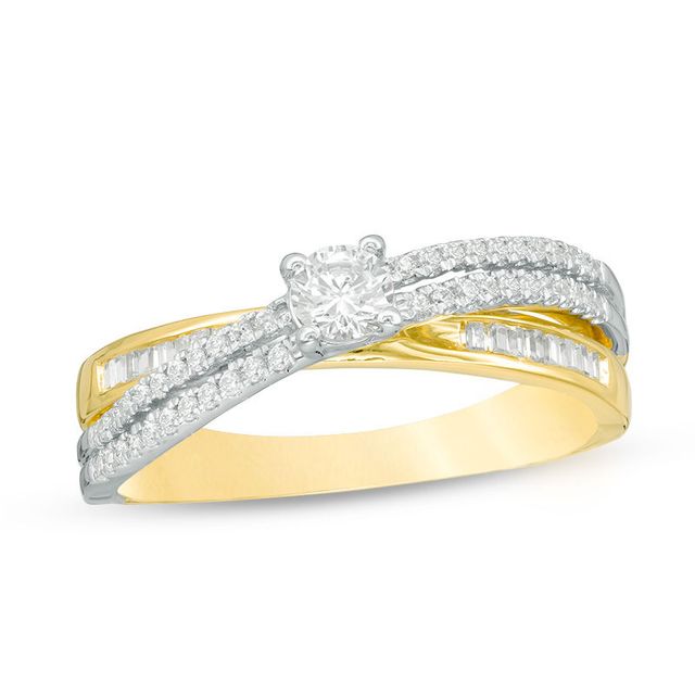 0.70 CT. T.W. Diamond Crossover Engagement Ring in 10K Two-Tone Gold|Peoples Jewellers