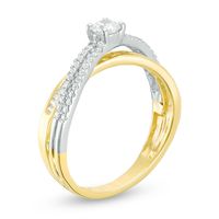 0.70 CT. T.W. Diamond Crossover Engagement Ring in 10K Two-Tone Gold|Peoples Jewellers