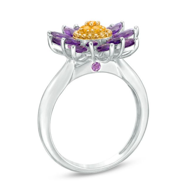 Marquise Amethyst and Citrine Chrysanthemum Ring in 10K Two-Tone Gold