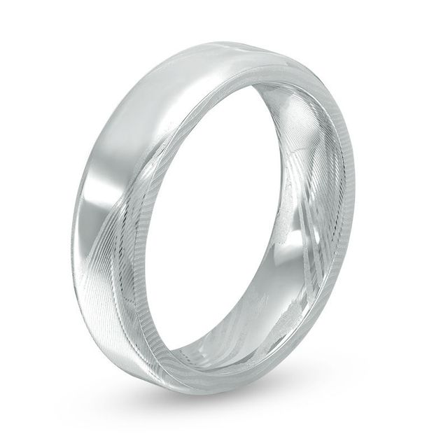 Men's 6.0mm Etched Wedding Band in Stainless Steel - Size 10