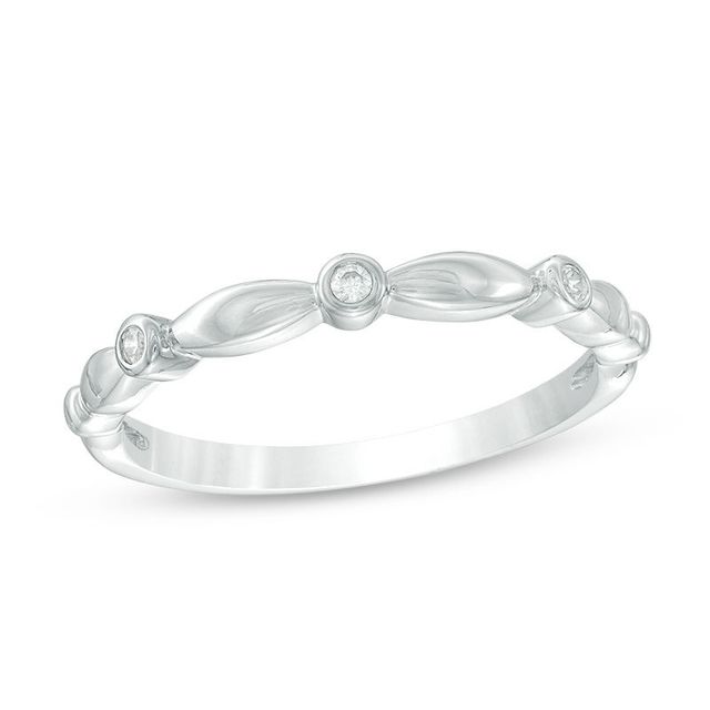 Diamond Accent Alternating Shapes Stackable Band in 10K White Gold|Peoples Jewellers