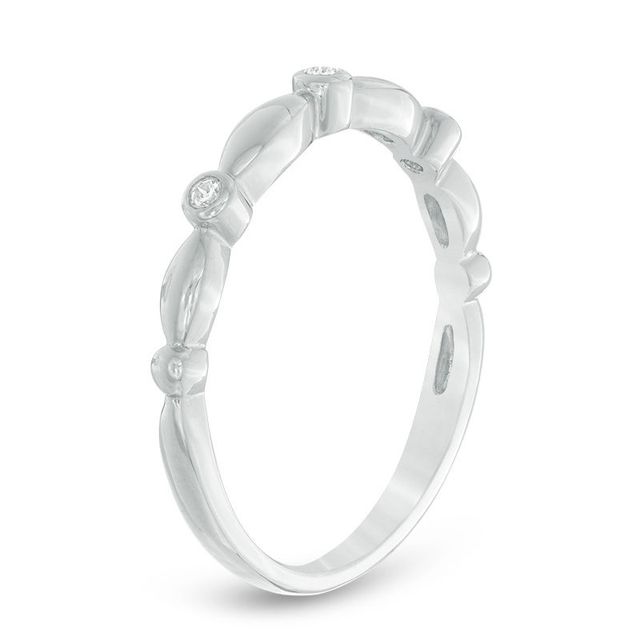 Diamond Accent Alternating Shapes Stackable Band in 10K White Gold|Peoples Jewellers