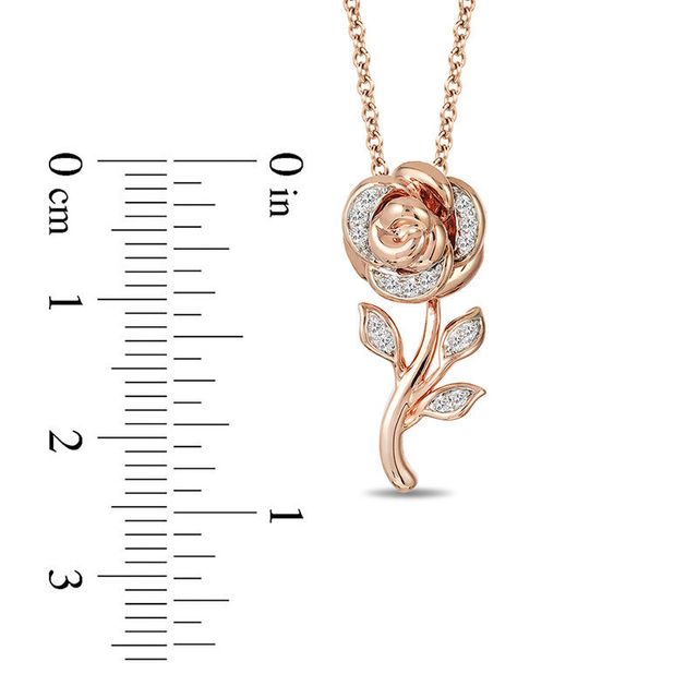 Enchanted Disney Belle 0.085 CT. T.W. Diamond Rose Pendant in 10K Rose Gold - 19"|Peoples Jewellers