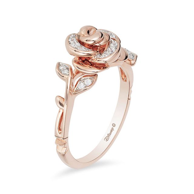 Enchanted Disney Belle 0.085 CT. T.W. Diamond Rose Ring in 10K Rose Gold|Peoples Jewellers