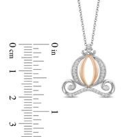 Enchanted Disney Cinderella 0.18 CT. T.W. Diamond Carriage Pendant in Sterling Silver and 10K Rose Gold - 19"|Peoples Jewellers