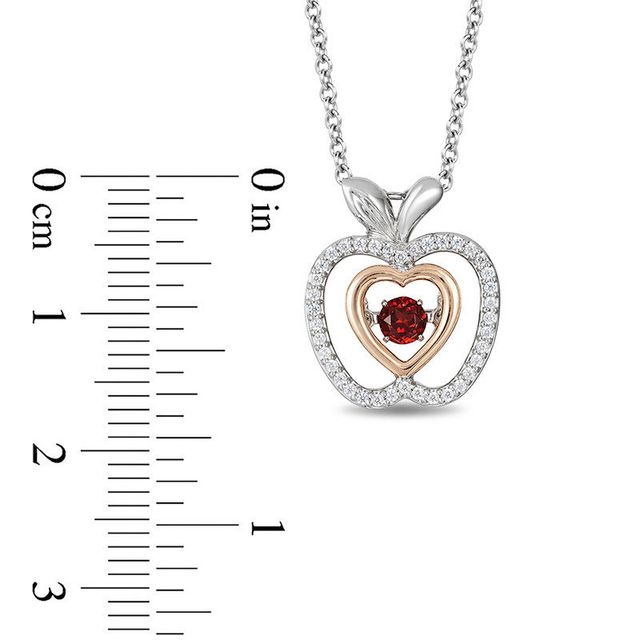 Enchanted Disney Snow White 3.5mm Garnet and 0.14 CT. T.W. Diamond Pendant in Sterling Silver and 10K Rose Gold - 19"|Peoples Jewellers