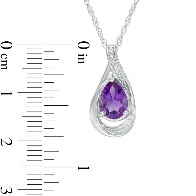 Amethyst and Lab-Created White Sapphire Teardrop Swirl Frame Pendant and Drop Earrings Set in Sterling Silver|Peoples Jewellers