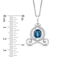 Enchanted Disney Cinderella Oval London Blue Topaz and 0.085 CT. T.W. Diamond Carriage Pendant in Sterling Silver - 19"|Peoples Jewellers