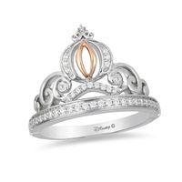 Enchanted Disney Cinderella 0.145 CT. T.W. Diamond Carriage Ring in Sterling Silver and 10K Rose Gold|Peoples Jewellers