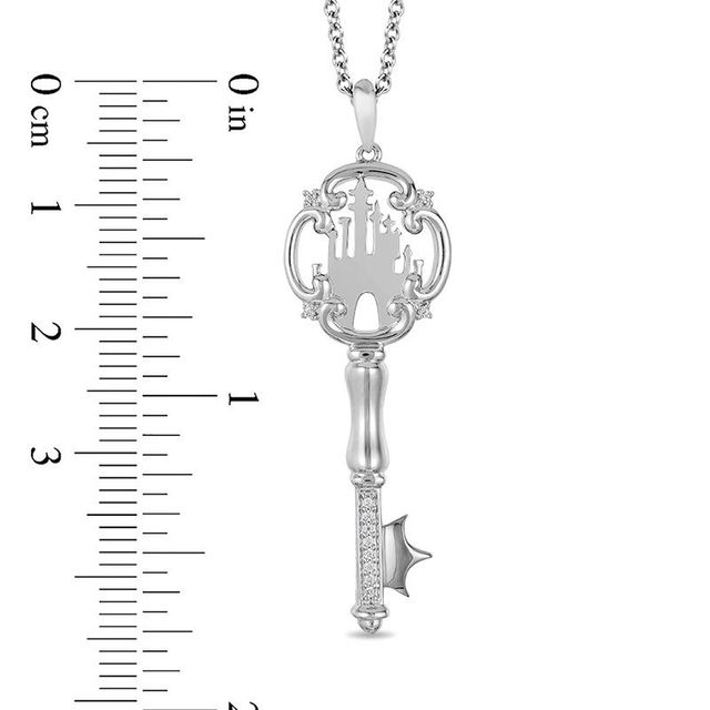 Enchanted Disney Princess 0.04 CT. T.W. Diamond Castle Key Pendant in Sterling Silver - 19"|Peoples Jewellers