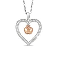 Enchanted Disney Snow White 0.18 CT. T.W. Diamond Apple Heart Pendant in Sterling Silver and 10K Rose Gold - 19"|Peoples Jewellers