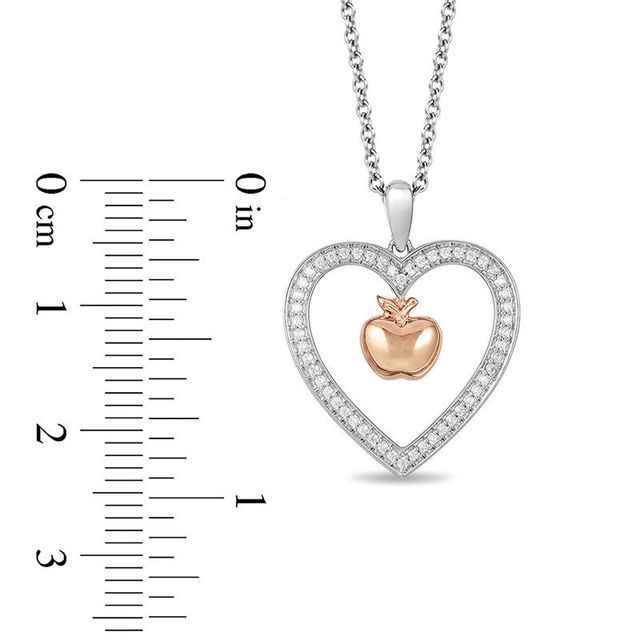 Enchanted Disney Snow White 0.18 CT. T.W. Diamond Apple Heart Pendant in Sterling Silver and 10K Rose Gold - 19"|Peoples Jewellers