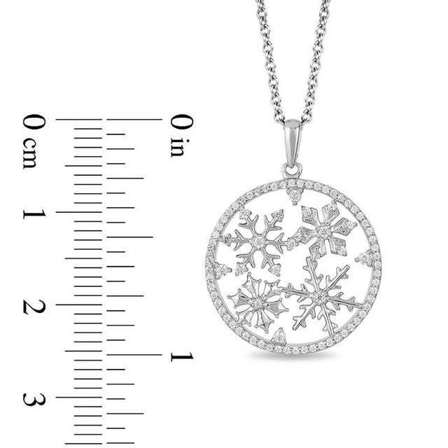 Enchanted Disney Elsa 0.23 CT. T.W. Diamond Snowflake Circle Pendant in Sterling Silver - 19"|Peoples Jewellers