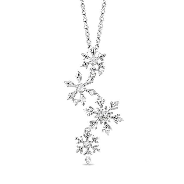 Enchanted Disney Elsa 0.085 CT. T.W. Diamond Snowflake Pendant in Sterling Silver - 19"|Peoples Jewellers