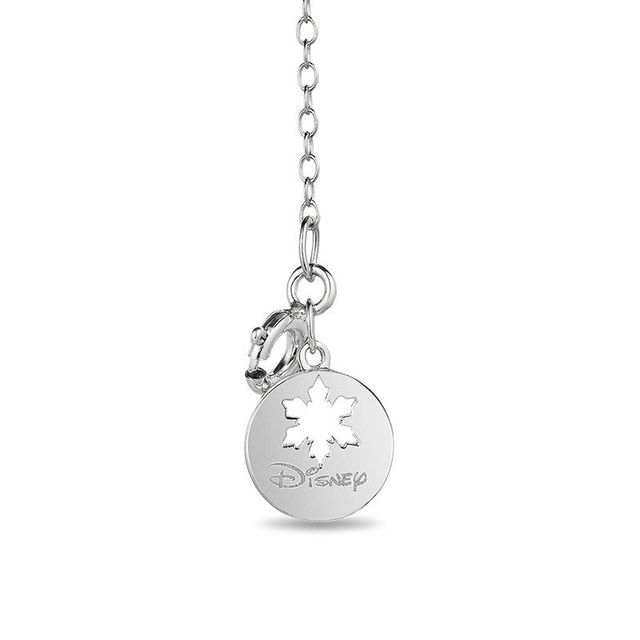 Enchanted Disney Elsa 5.0mm Aquamarine and 0.085 CT. T.W. Diamond Key Pendant in Sterling Silver - 19"|Peoples Jewellers