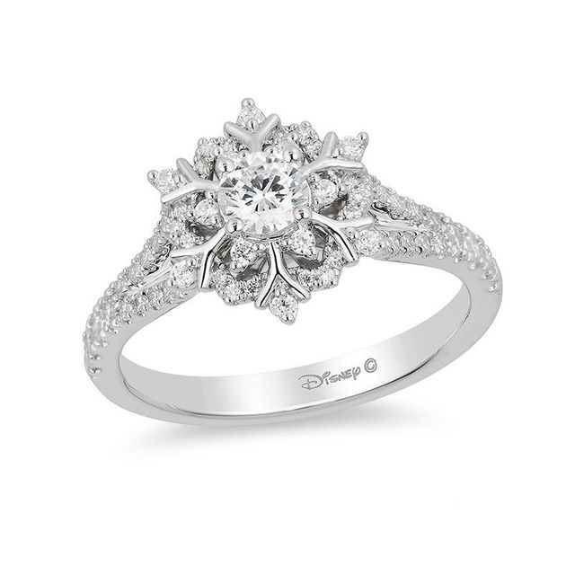 Enchanted Disney Elsa 0.63 CT. T.W. Diamond Snowflake Engagement Ring in 14K White Gold|Peoples Jewellers