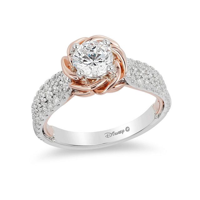 Enchanted Disney Belle 1.25 CT. T.W. Diamond Rose Frame Engagement Ring in 14K Two-Tone Gold|Peoples Jewellers